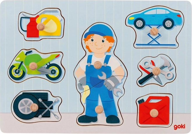 Goki træpuslespil med knopper – automekaniker