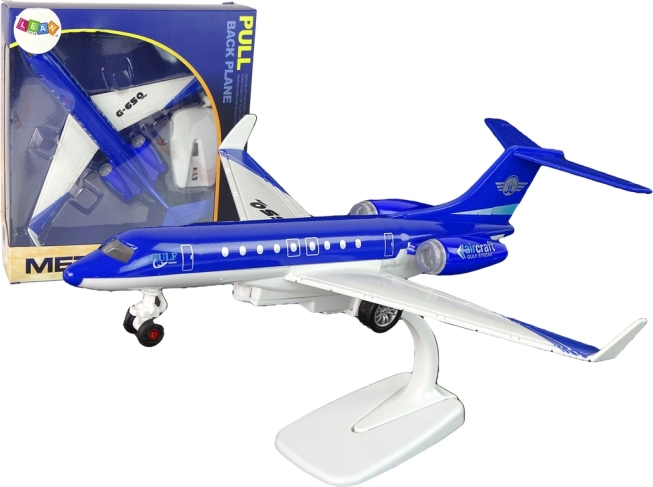 Metal personligt fly G-650 med friktionsdrev, lys og lyde – blå