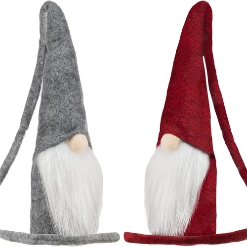 Grå og rød stående nisse 29 cm - 2 stykker