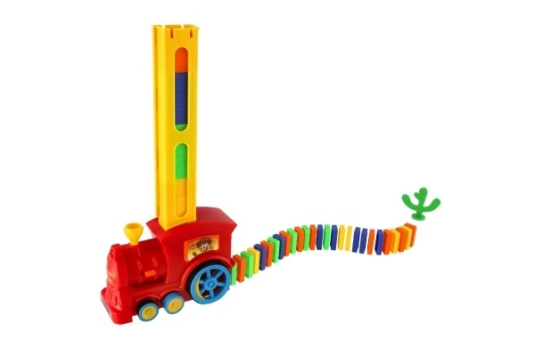 Lokomotiv/Tog domino stilleset plast 16cm med batteri med lyd og lys i kassen 33x23,5x8cm