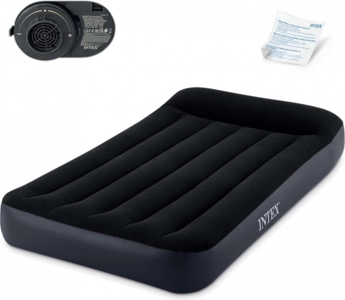 Oppustelig madras med integreret pumpe 191 × 99 cm til 1 person INTEX
