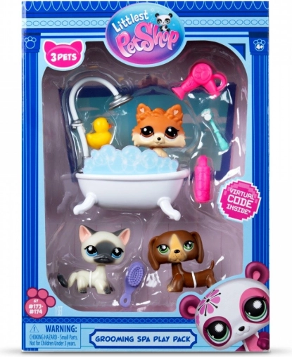 Littlest Pet Shop badeværelsessæt med 3 kæledyr