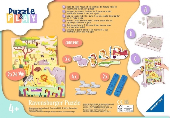RAVENSBURGER Puslespil&Leg: Safari 2x24 brikker