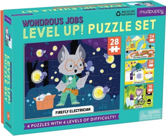 Mudpuppy Level Up! forunderlige jobs – børnepuslespil 4-i-1