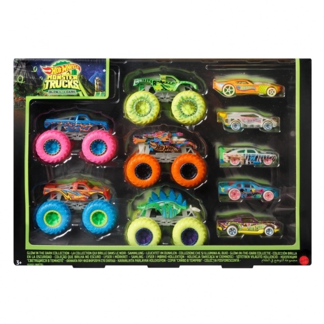 Hot Wheels monster lastbiler der lyser i mørket 10 stk