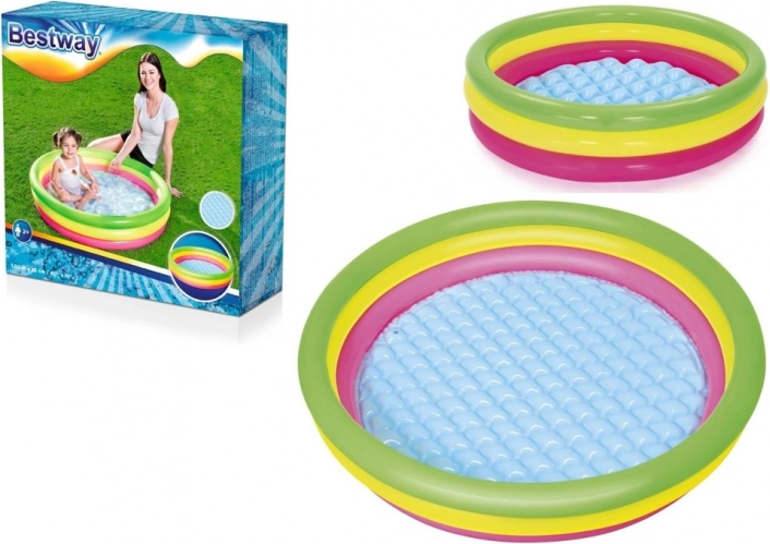 Bestway oppustelig børnepool med blød bund, 3 ringe (102 × 25 cm)