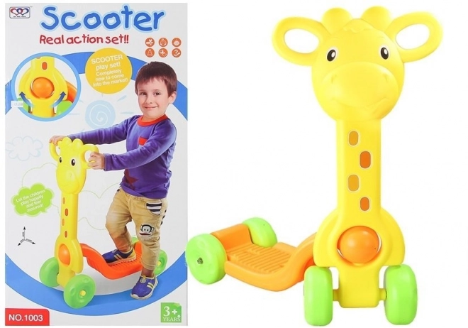 Børnescooter 4 hjul giraf gul