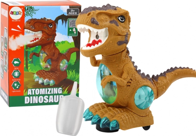 Gul dansende dinosaur med forhindringssensor, lys og lyde