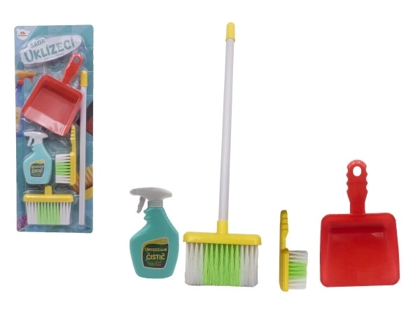 Rengøringssæt/renser med tilbehør plastik 5 stk på kort 21,5x57,5x5cm