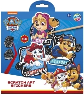 Skrabe-klistermærker Paw Patrol – sæt med 5 stk.