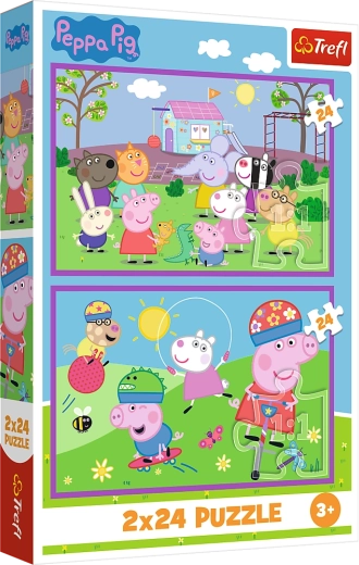 Puslespil 2x24 Peppa på legepladsen - Peppa Pig