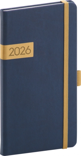 Lommekalender Twill 2026 blå-guld