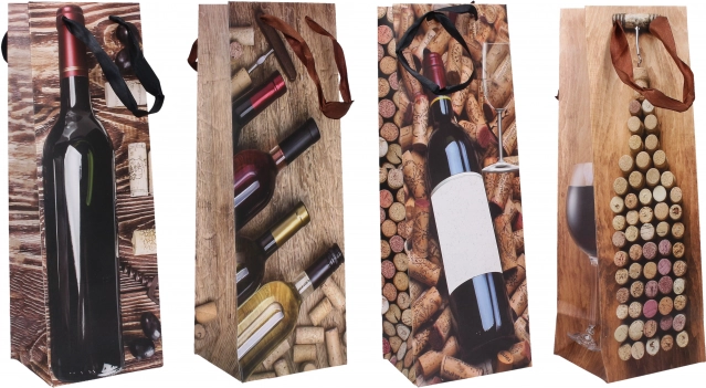 Gavepose til flaske, medium, 12 × 35 × 10 cm, helårs