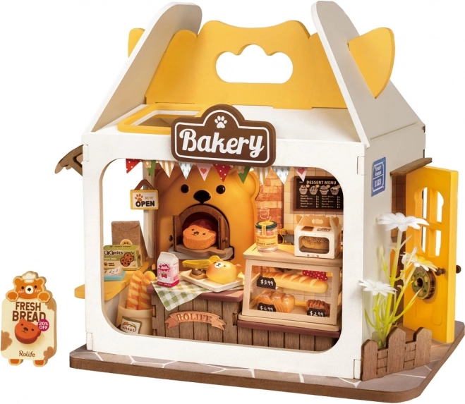 Miniaturehus Bjørne-bageriet med LED-belysning – ROLIFE