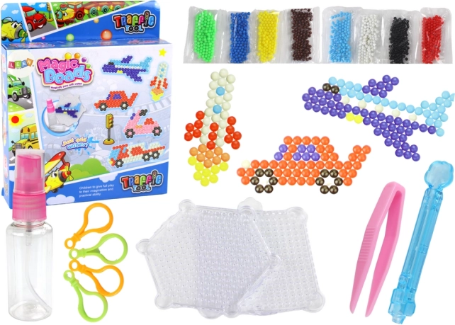 Vandperler DIY – 8 farver, transportmotiver