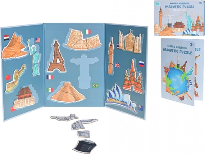 SYNERGY TOYS Magnetisk puslespil Verdens seværdigheder