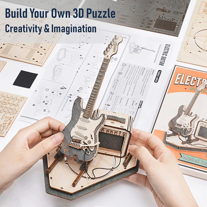 RoboTime træ 3D puslespil - Elektrisk guitar