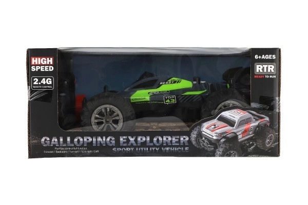 Auto RC Buggy hastighed 2,4GHz plast 25cm med batteri i kasse 31x14x18cm – Grøn