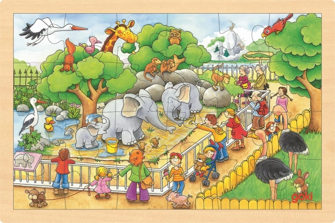 Træpuslespil Zoo-besøg 24 brikker