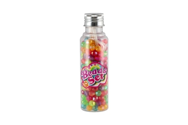 Perler med snor plastik mix farver i plastikbøtte 3,5x12,5 cm