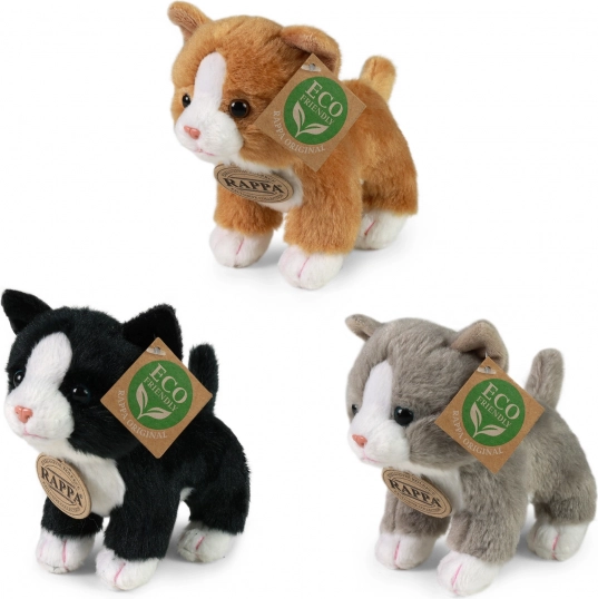 Stående plysbåndkat 3 slags 14 cm ECO-FRIENDLY
