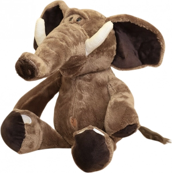 Plyselefant med store ører brun 22 cm
