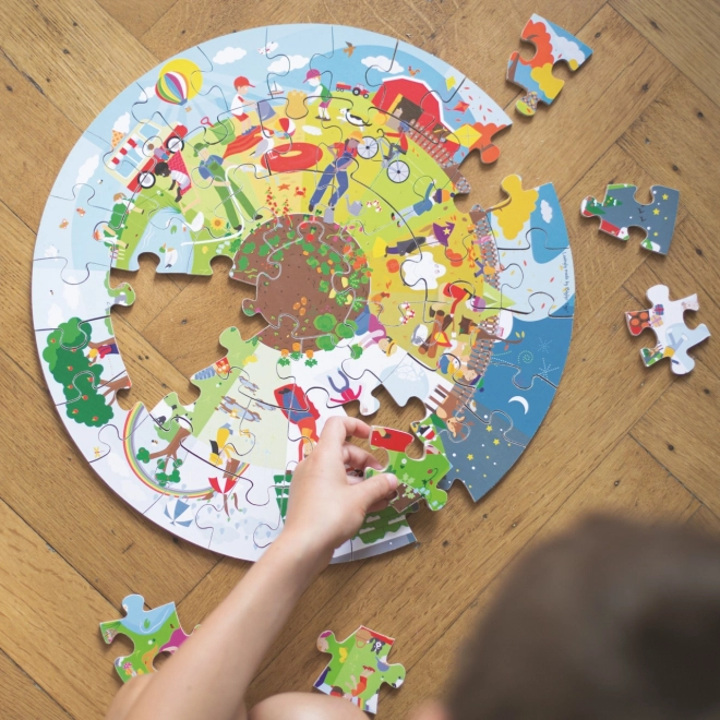 Bigjigs Toys Runde gulvpuslespil De fire årstider 50 brikker