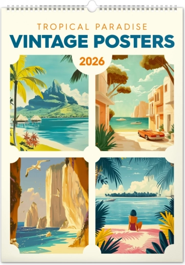 Vægkalender Vintage plakater Tropiske Paradiser 2026