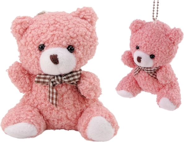 Rosa plysbamse mini nøglering 10 cm