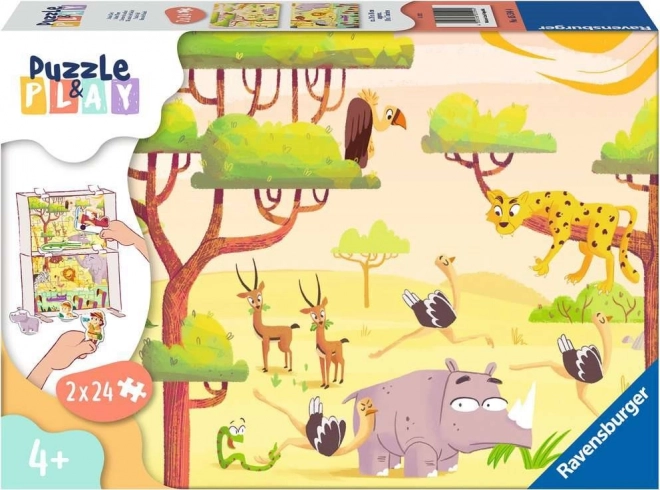 RAVENSBURGER Puslespil&Leg: Safari 2x24 brikker