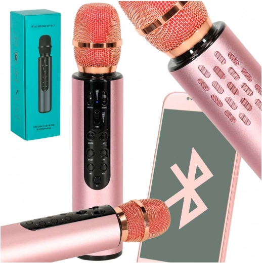 Trådløs karaoke-mikrofon med Bluetooth, pink