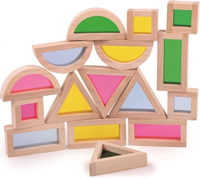 Bigjigs Toys farverige sensoriske former af naturtræ