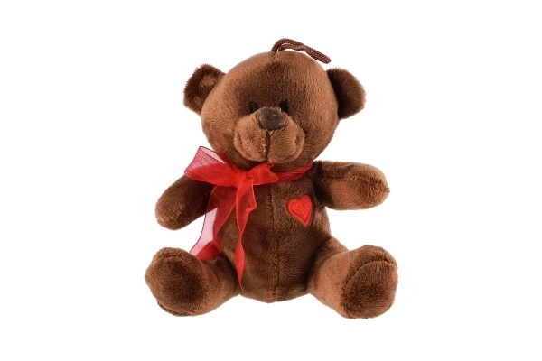 Plys bamse med sløjfe og hjerte 12 cm