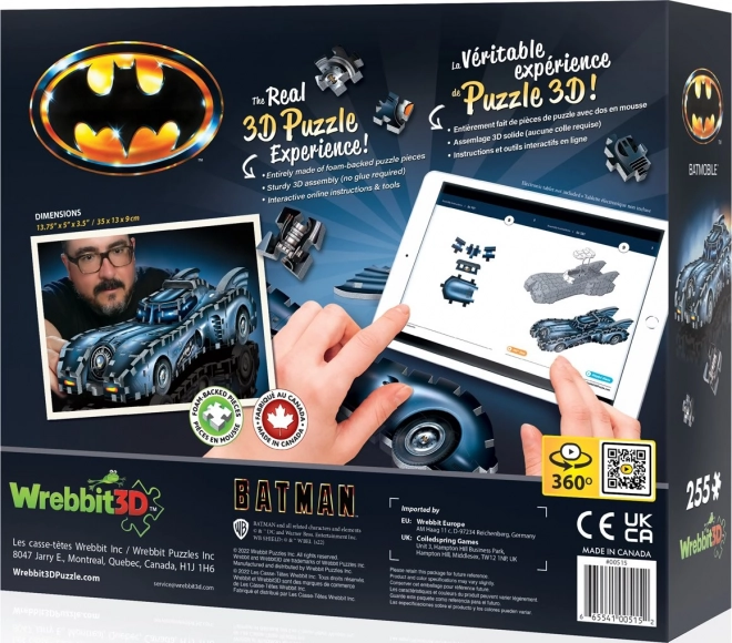 Wrebbit 3D Puslespil Batman: Batmobil 255 dele