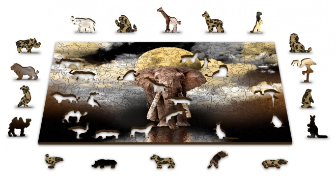 Træpuslespil Elephant Dreams 2i1