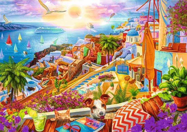 Puslespil TREFL Premium Plus Tea Time – besøg Santorini, 1000 brikker
