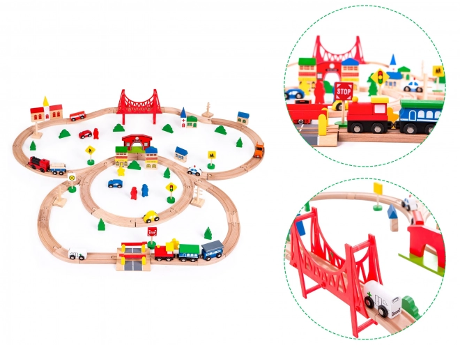 Træjernbane på batteri 90 elementer Ecotoys