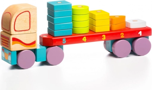 Trækonstruktionslegetøj CUBIKA Lastbil med geometriske former