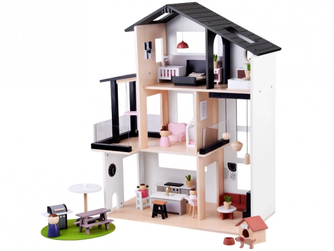 Træ Dukkehus i Loft Stil