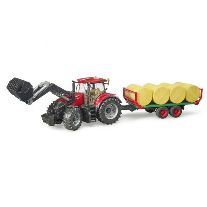 Bruder Traktor Case IH Optum 300 CVX med frontlæsser og balletransportør
