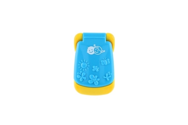Mobiltelefon plast 14cm med batteri med lyd og lys på kort 11x20x5,5cm 18m+