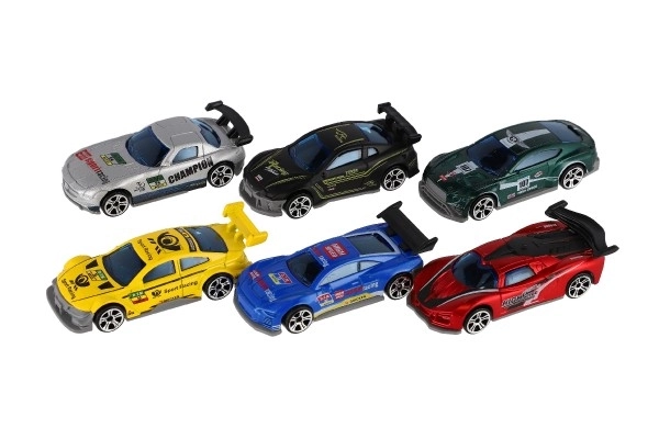 Auto racer 6 stk metal/plast 8cm til fri hånd i æske 10,5x27x4cm