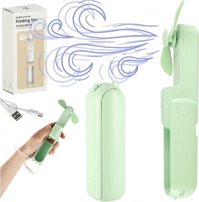 Mini bærbar USB ventilator foldbar grøn