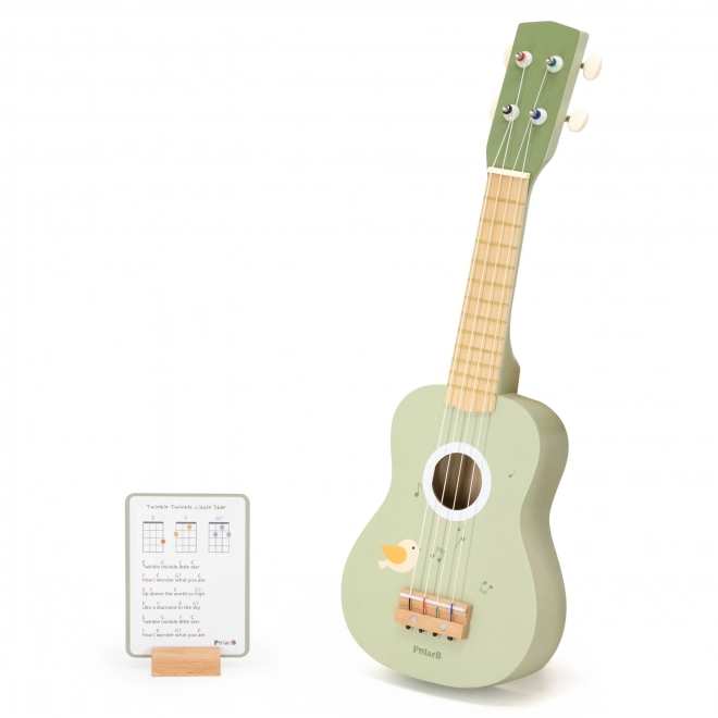 Træ-ukulele til børn grøn med noder