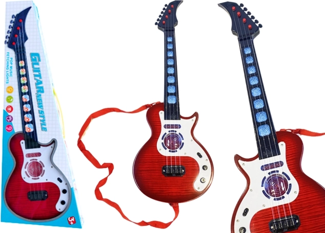 Elektrisk guitar til børn med melodier og lyseffekter rød
