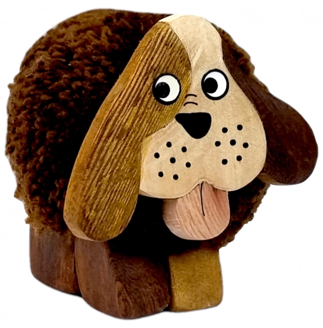 XL træfigur af hund med kvast