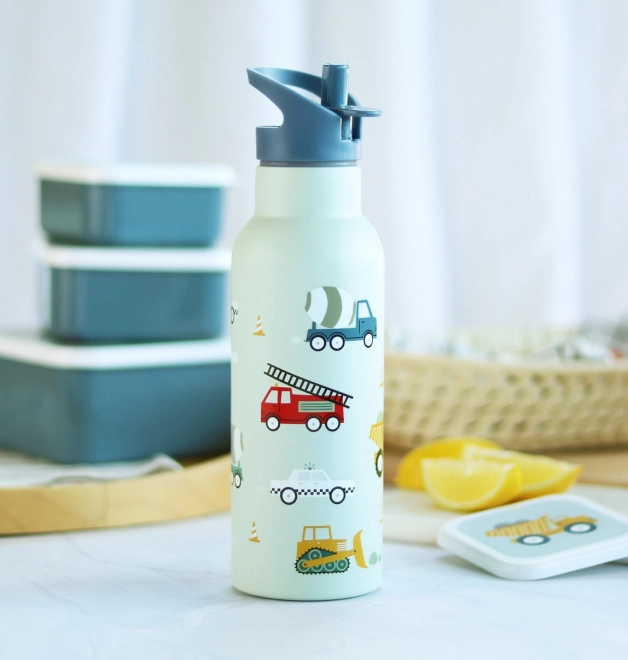 A Little Lovely Company Rustfri drikkeflaske 500 ml – Køretøjer