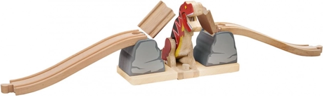 Træbro med T. rex til togbane BIGJIGS RAIL