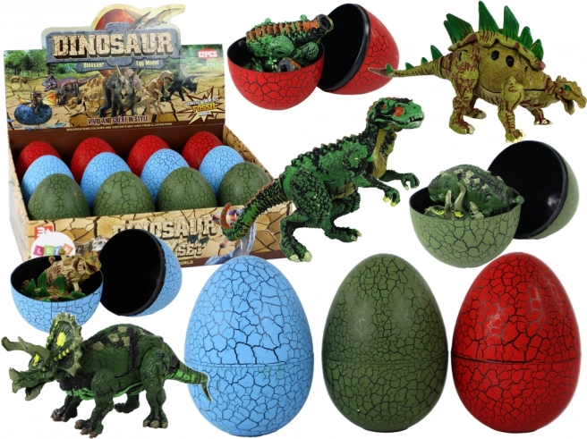 Æg med dinosaurfigur, 3 farver, 9 cm