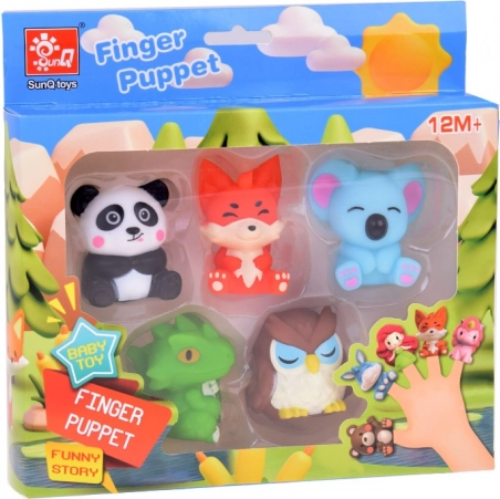 Gummi fingerdukker ZOO dyr - sæt med 5 figurer